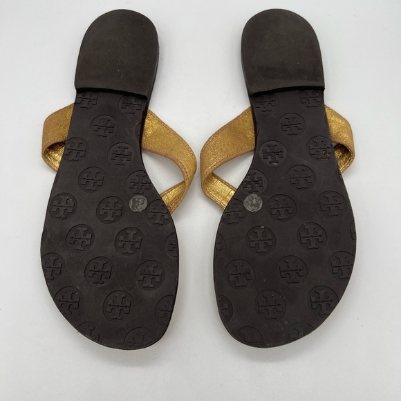 Tory Burch Gold Metallic Flip Flops - Picture 2 of 6